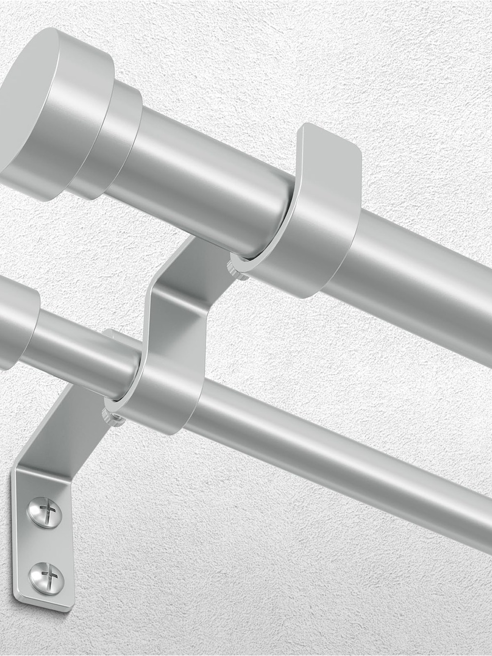 36-184 Inch Double Curtain Rod, Silver